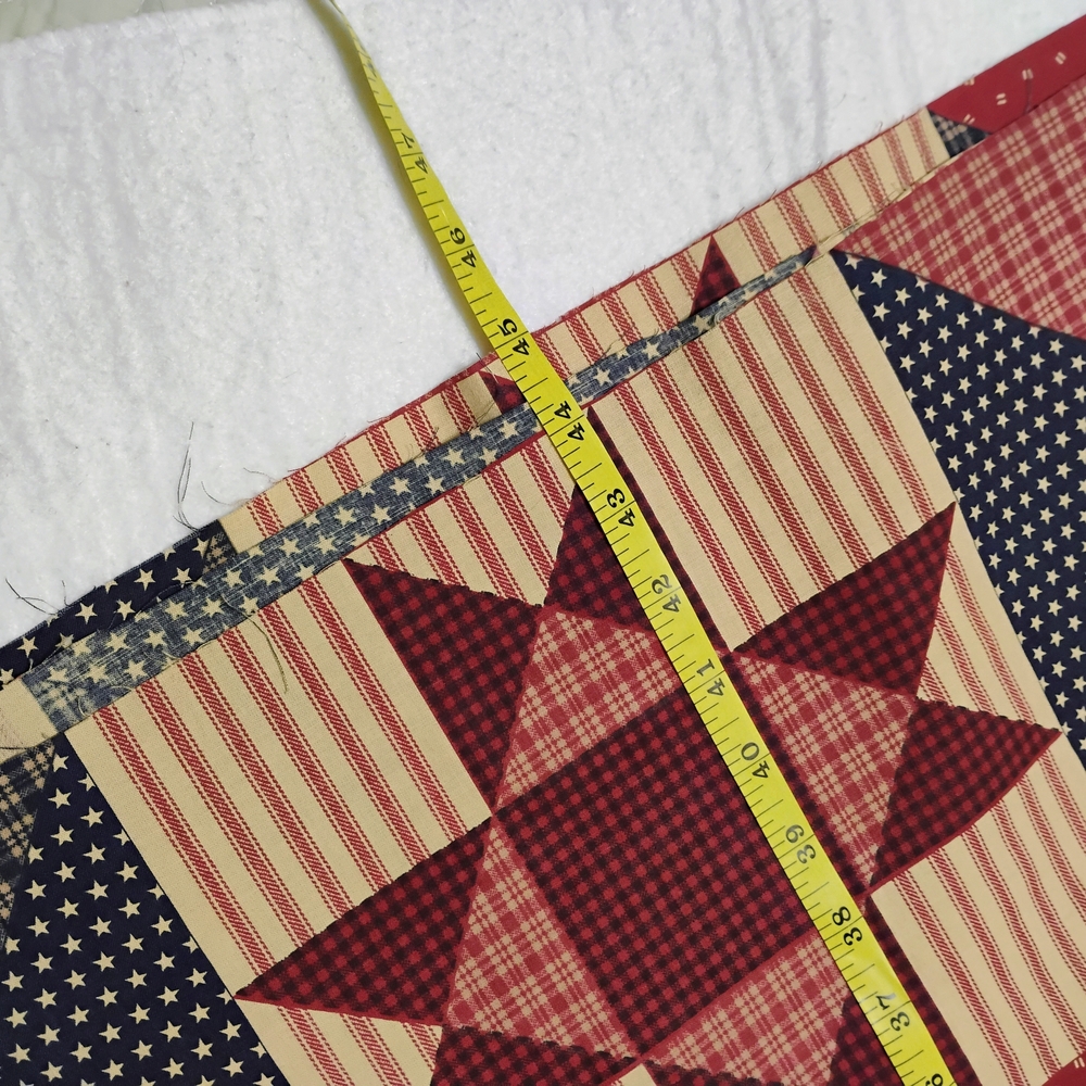 Patchwork Quilt FABRIC with Red and Blue Star Pattern 90" X 90" - Picture 6 of 9
